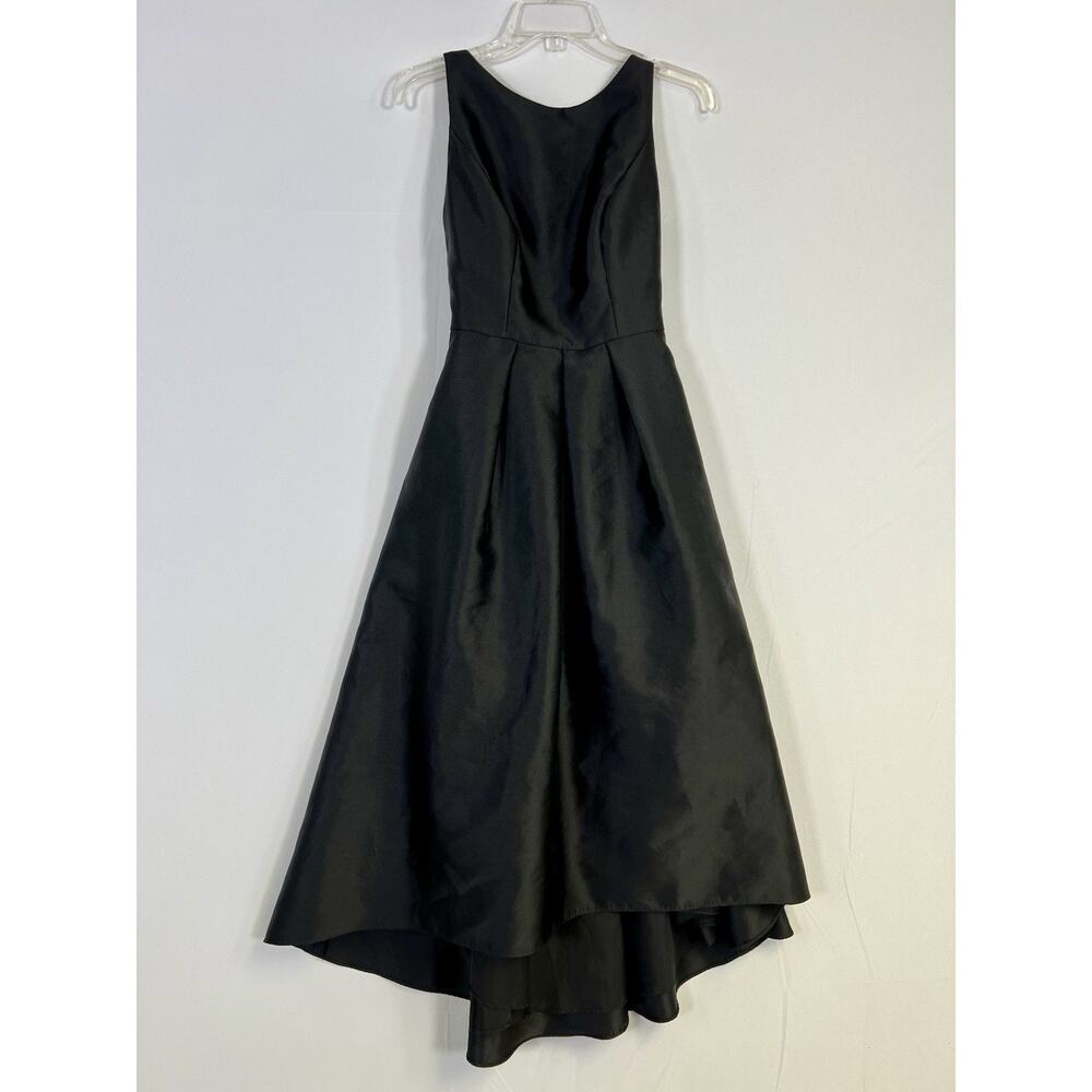 Alfred Sung Black Sleeveless Satin Twill Jewel Neck Dress Gown Womens 4